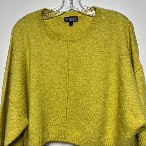 Topshop Wide Sleeve Crop Sweater in Yellow 6 NWOT - Picture 3 of 13